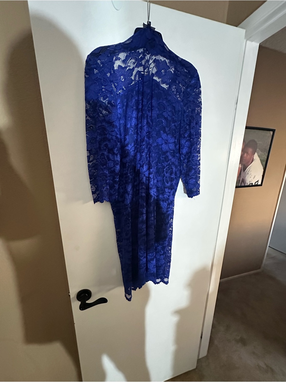 Lovedrobe Royal Blue Lace Long Sleeve Midi Dress